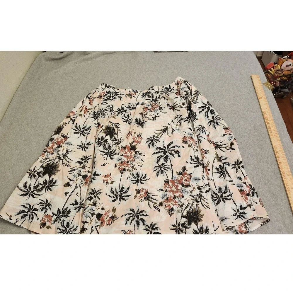 Torrid Skirt Womens 16 Pink Floral Palm Print Midi A Line‎ Cotton Blend